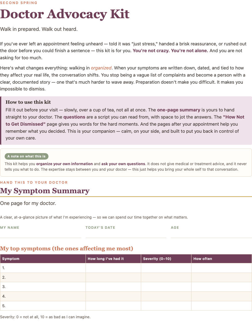 First page of the Doctor Advocacy Kit